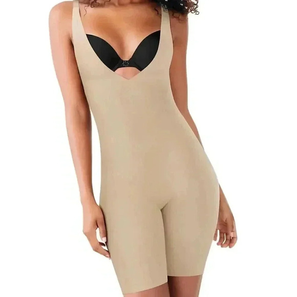 Maidenform Sleek Smoothers Open Bust Long Leg Body Shaper - Picture 1 of 9